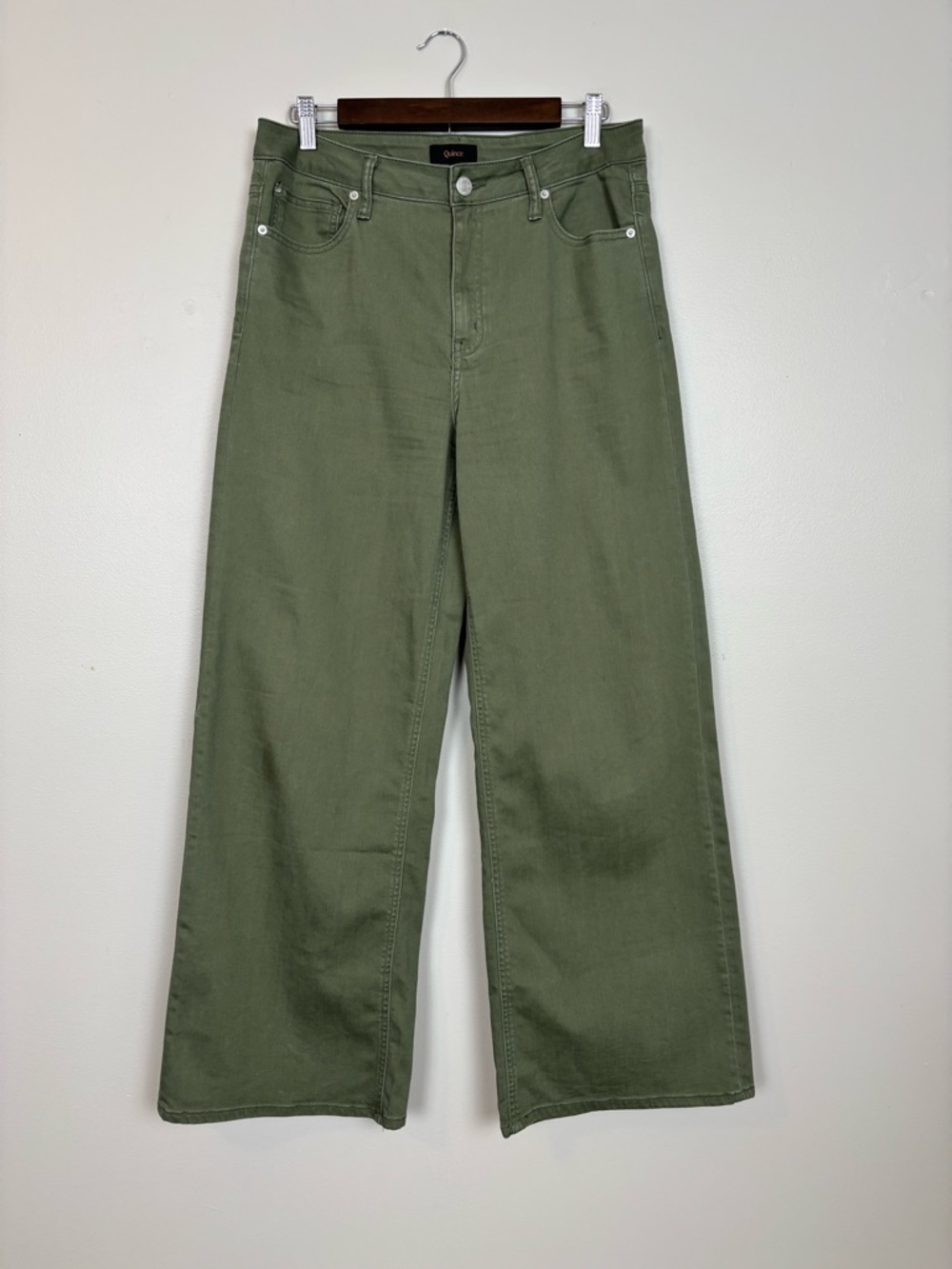 Quince Jeans Womens 31 Bella Stretch Wide Leg Denim in Green